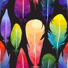 Vector seamless watercolor feather pattern