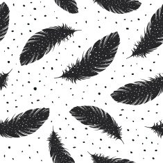 Vintage Feather seamless background Hand drawn illustration N2