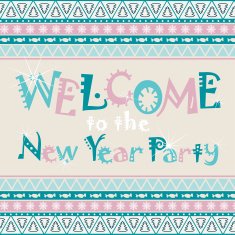 Happy New Year card with African ornament design