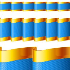 Blue ribbons with gold edging