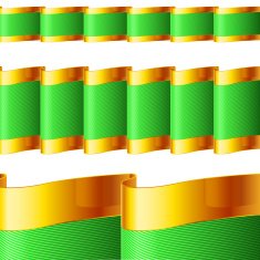 Green ribbons with gold edging