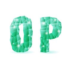 Emerald green polygonal font N14