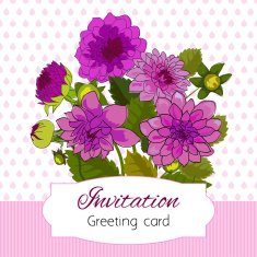 Romantic flower greeting card with dahlias and copy space N8