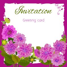 Romantic flower greeting card with dahlias and copy space N13