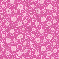 Vector Vintage Pink Flowers on Swirly Braches Seamless Pattern