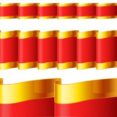 Red ribbons with gold edging