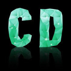 Emerald green polygonal font N30