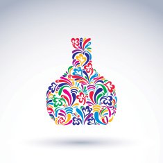 Colorful flower-patterned bottle alcohol and relaxation concept