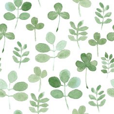seamless background with watercolor clover and other grass N3