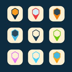Set of colored icons to indicate the empty space N4