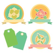Scrapbook Floral Design Elements Cute vector badges or stickers