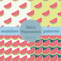 Juicy Watermelon seamless vector pattern set N2