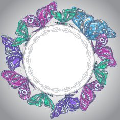 Colorful vector frame with butterflies