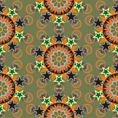 ornate colorful seamless floral pattern over green