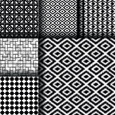 Set of 6 monochrome black and white seamless patterns N3