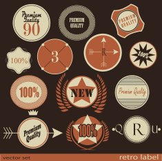 Set of Premium Quality and Guarantee retro Labels