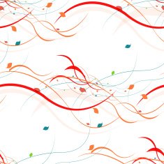 Floral seamless pattern Abstract waves with leaves eco nature background N21