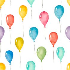Watercolor seamless pattern with colorful balloons
