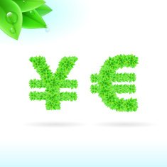 Sans serif font with green leaf decoration N2