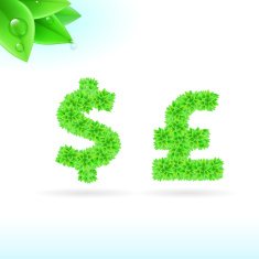 Sans serif font with green leaf decoration N3