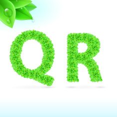 Sans serif font with green leaf decoration N14