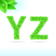 Sans serif font with green leaf decoration N18