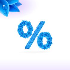 Sans serif font with blue leaf decoration N3
