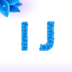Sans serif font with blue leaf decoration N9