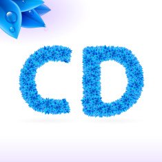 Sans serif font with blue leaf decoration N12