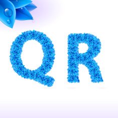 Sans serif font with blue leaf decoration N15
