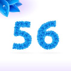 Sans serif font with blue leaf decoration N20