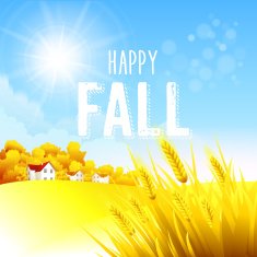 Autumn rural landscape Vector illustration
