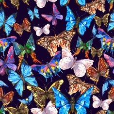 Beautiful colorful summer watercolor butterflies seamless pattern