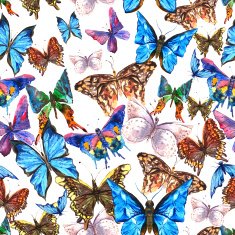 Beautiful colorful summer watercolor butterflies seamless pattern N2