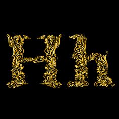Decorated letter 'h' in upper and lower case