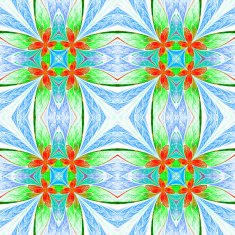 Symmetrical flower pattern in stained-glass window style