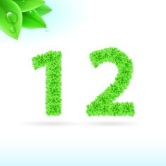 Sans serif font with green leaf decoration N20