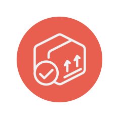 Box with validation mark thin line icon