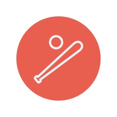 Baseball bat and ball thin line icon