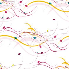 Floral seamless pattern Abstract waves with leaves eco nature background N22