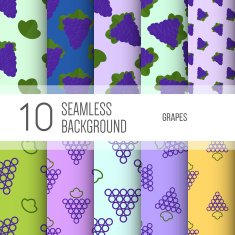 10 seamless backgrounds or patterns with fruit Grape