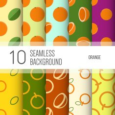 10 seamless backgrounds or patterns with fruit Orange