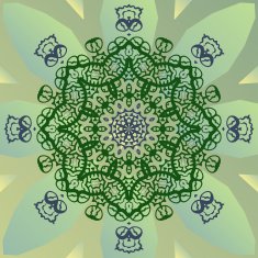 Stylized mandala star on green banner vector