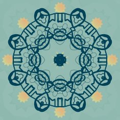 Stylized mandala flower on green banner vector