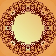 Ornamental round lace frame for text blank banner vector