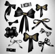 Retro satin black gift bow collection