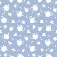 Seamless background with teapots and cups Vector illustration
