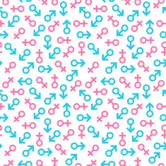 Seamless pattern of male and female symbols