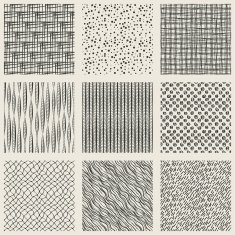set hand-drawn monochrome pattern