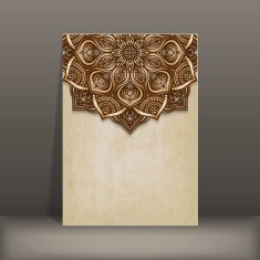 grunge paper card with brown floral circular pattern